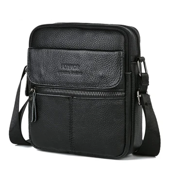 

Genuine Leather Male's Crossbody Bag Casual Business Leather Men's Messenger Bag Vintage Men Big Bag Zipper Shoulder Handbags