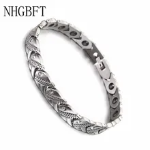 NHGBFT Черный желчный камень нержавеющая сталь Кристалл здоровый браслет для мужчин и женщин энергетический браслет браслеты