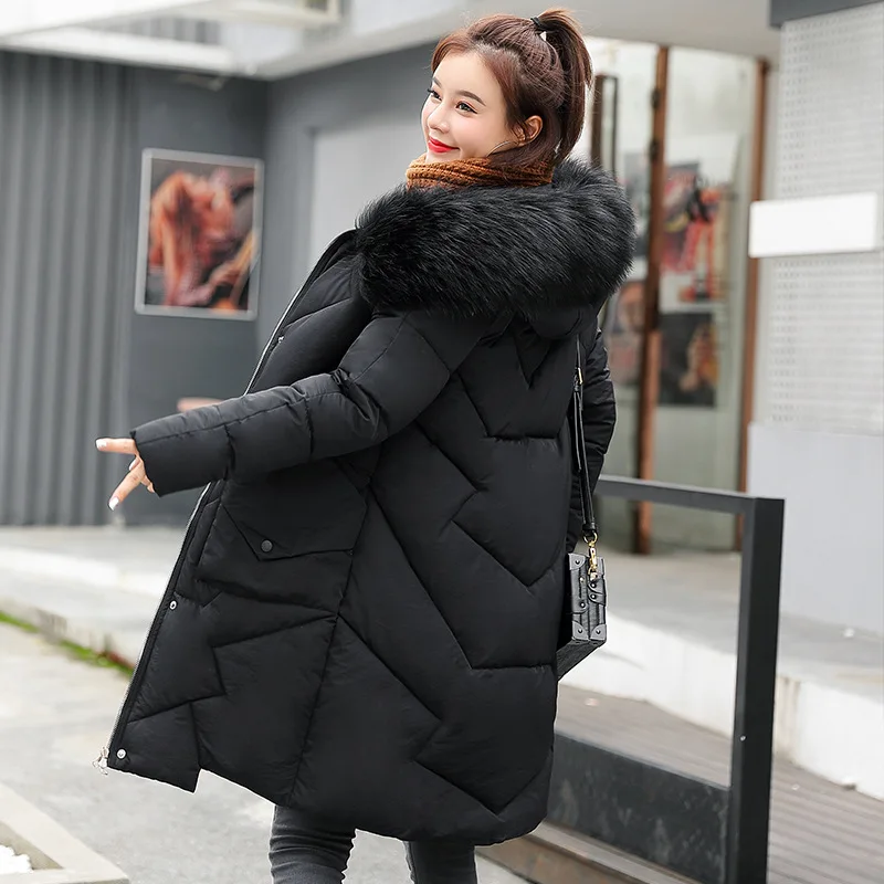 

2019 New Long Fashion Women Winter Jacket With Fur Cotton Padded Warm Thicken Ladies Coat Long Coats Parka Womens Jackets