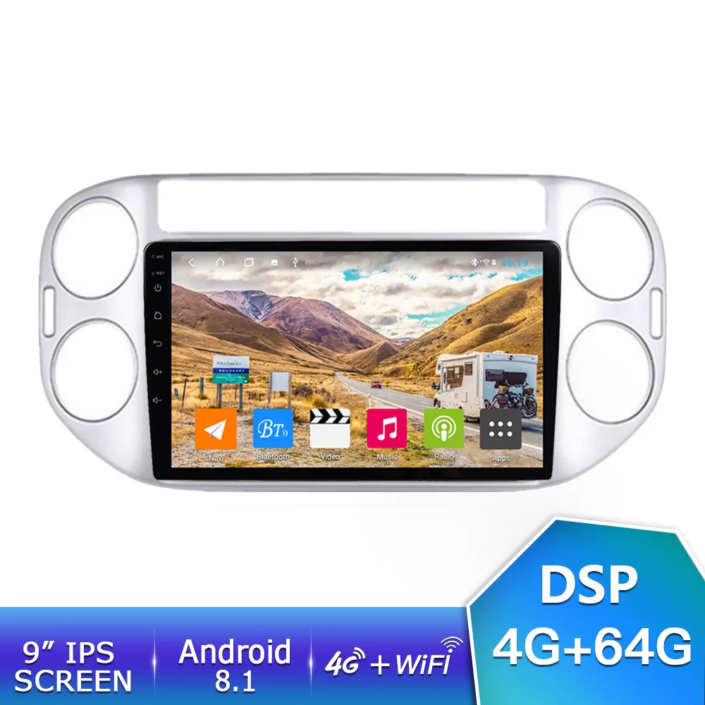 4G 64G Sliver EKIY " ips Android 8,1 Автомагнитола 4G+ 64G Авто Мультимедиа Стерео для Volkswagen VW Tiguan 2010- gps навигация видео плеер - Цвет: 4G 64G Sliver