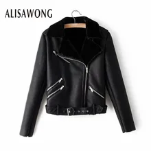 Осенне-зимнее повседневное байкерское пальто на молнии из искусственной кожи, новинка, женская теплая Байкерская Черная куртка с подкладкой из овечьей шерсти, женская верхняя одежда