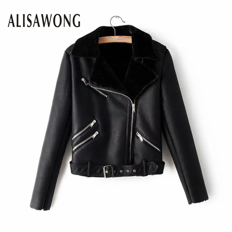 Осенне-зимнее повседневное байкерское пальто на молнии из искусственной кожи