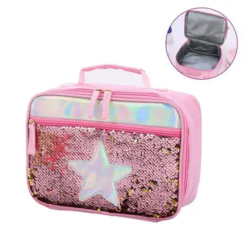 

Children Cute Lunch Bag Box Portable Sequins Insulated Lunch Bento Picnic Tote Bags For Kids Teen Girls School Student Camping