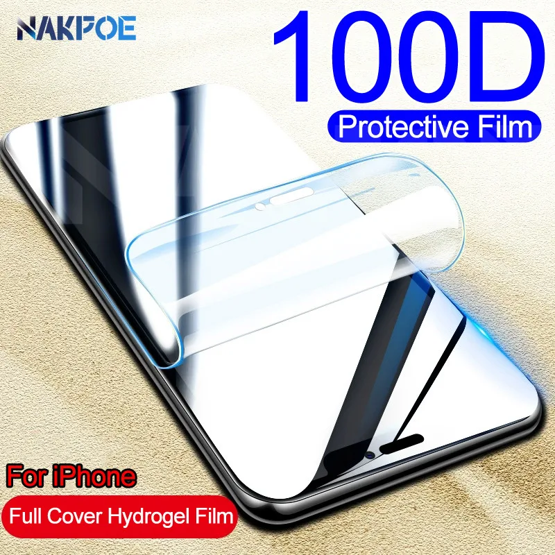 100D Гидрогелевая пленка для iPhone 11 Pro X XR XS Max полный закругленный протектор экрана для iPhone 8 7 6 6S Plus мягкая пленка чехол