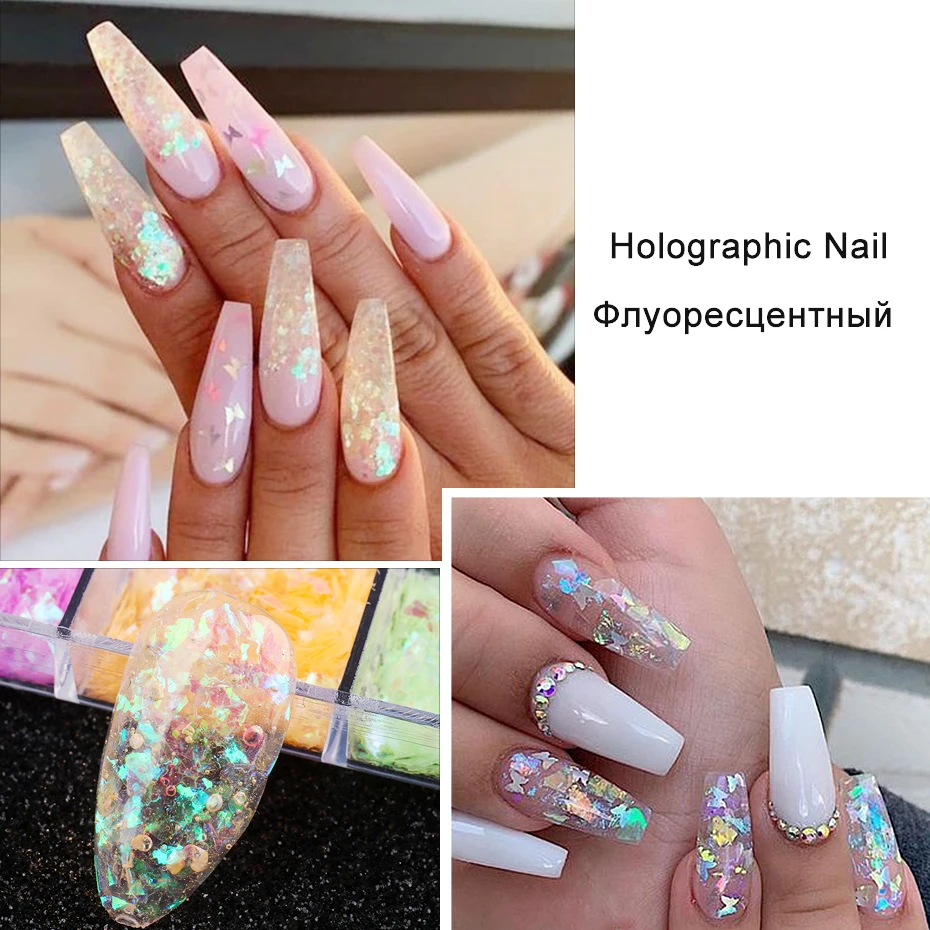3D Fluorescent Nail Glitter Flakes Set Holographic Powder Sequins Paillette Manicure Nail Art Pigment Decoration Tools GLSP nail powder nail glitter nail pigment nail decoration nail decorations nail flakes