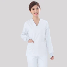 Медицинская Одежда для больниц и операционной, Женская облегающая дышащая хлопковая темно-зеленая белая униформа