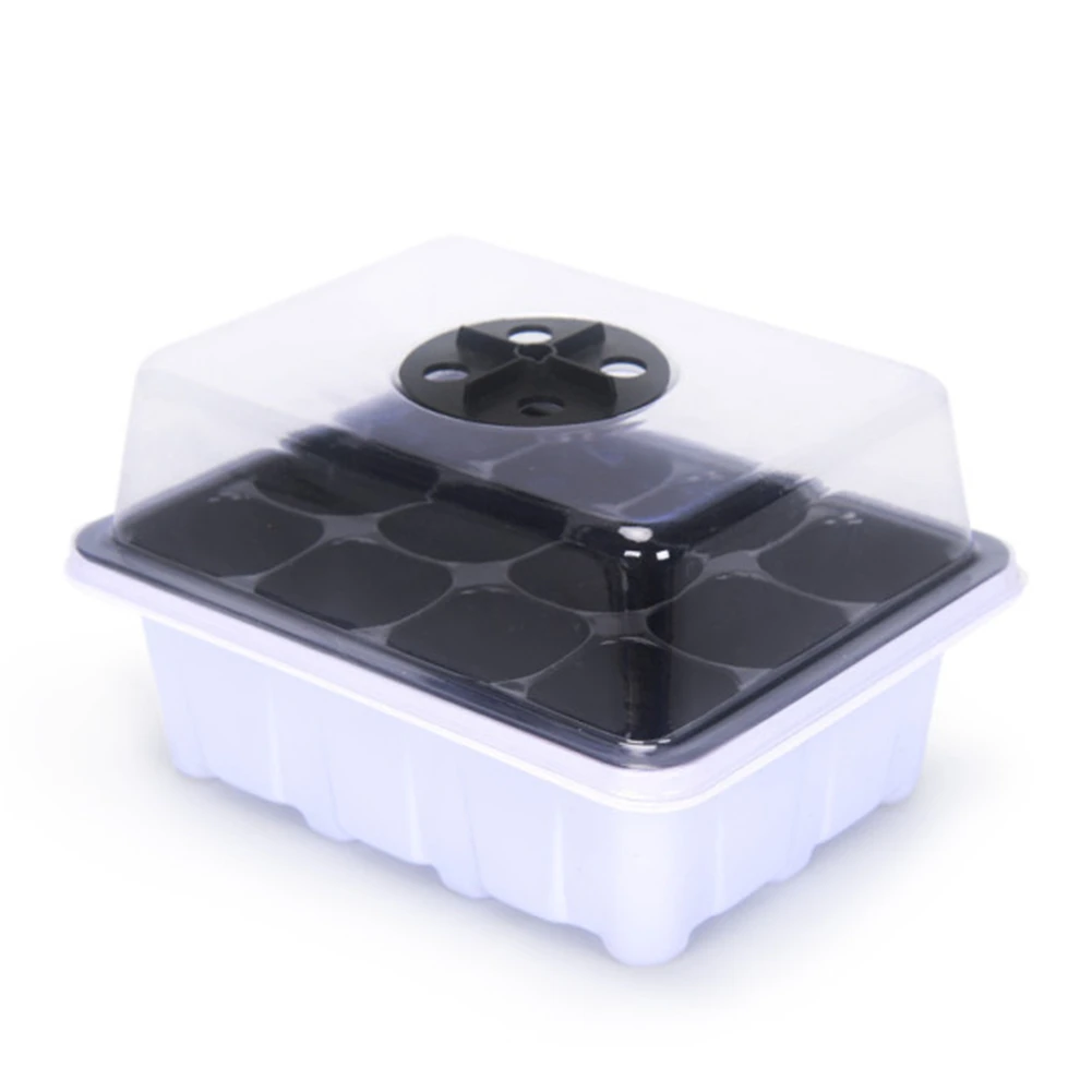

6/12 Partation Seedling Trays Seed Starter Box Plant Flower Grow Starting Pot with Lid Breathable Moisturized Keep Warm Pots