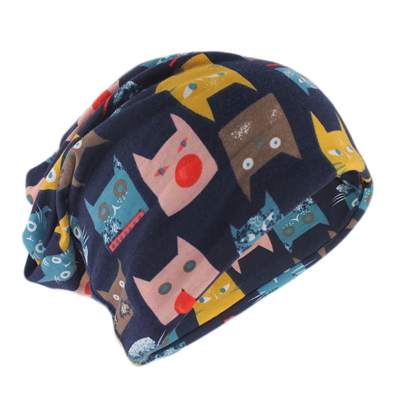 Neue Floral Frauen Mützen Skullies Weibliche Doppel-Gebrauch Schal Hut Für Mädchen Frühling Herbst Warme Gorras Dance Outdoor Knochen verkauf – Detail 6