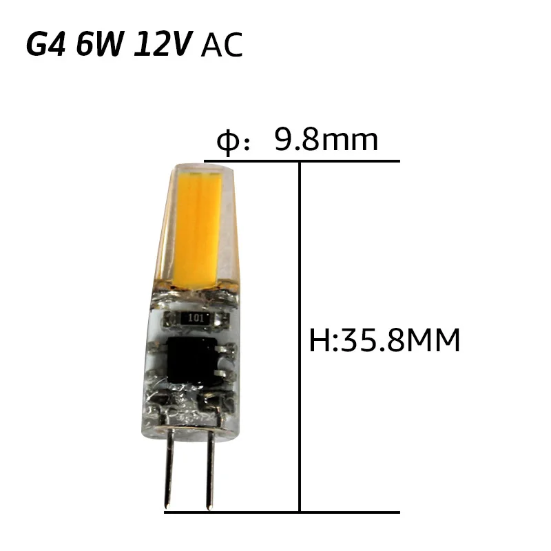 G4 6W AC 12V 10 шт./лот G4 светодиодные лампы AC/DC 12 В 3 Вт 6 Вт теплый белый холодный белый Заменить галогенную лампочка для люстры - Испускаемый цвет: G4 6W AC 12V