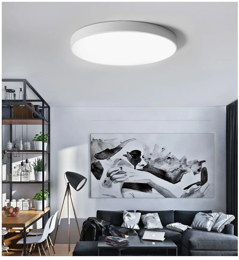 LED Ceiling Light Modern Lamp Living Room Lighting Fixture Bedroom Kitchen Surface Mount Flush Panel Remote Control - Цвет корпуса: Round White Shell