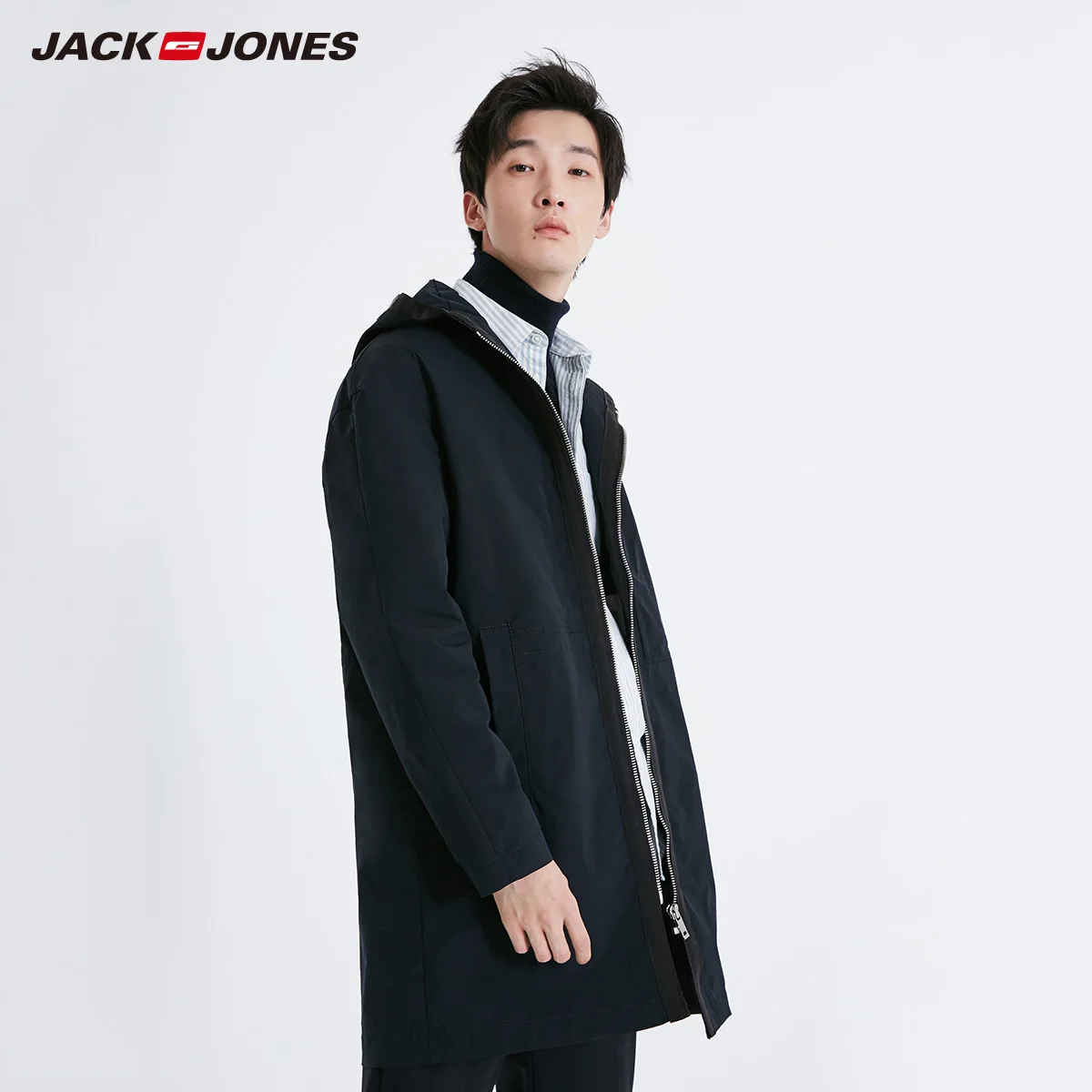 JackJones Мужская зимняя с капюшоном Повседневная Длинная теплая хлопковая куртка | 218309515