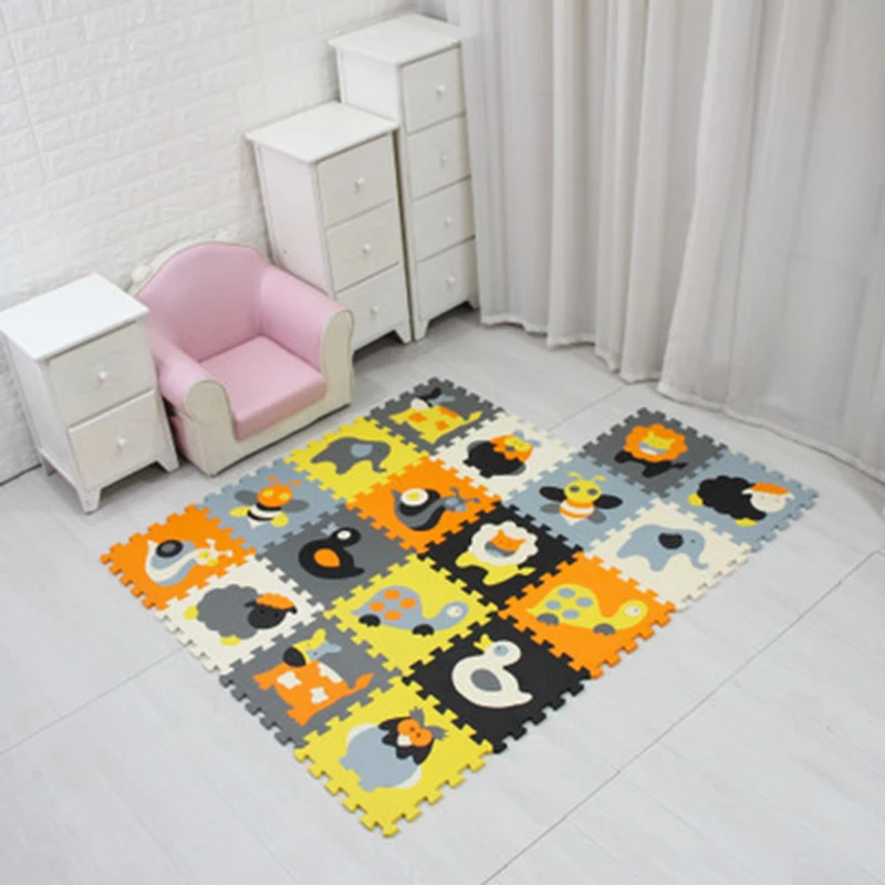 Dessin animé Animal motif tapis EVA mousse Puzzle tapis enfants sol Puzzles tapis de jeu pour enfants bébé jouer salle de sport ramper tapis enfant en bas âge