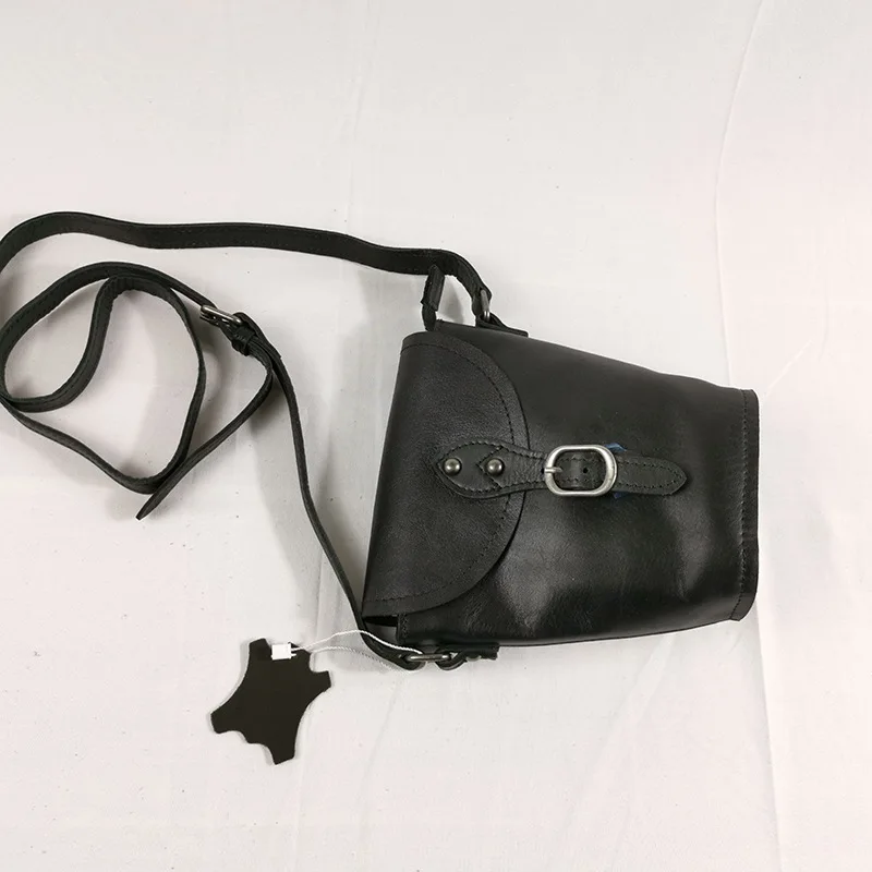 

New Style Non-mainstream Design Soft Leather Full-grain Leather Oblique Shoulder Bag Women's Retro Casual Genuine Leather Bucket