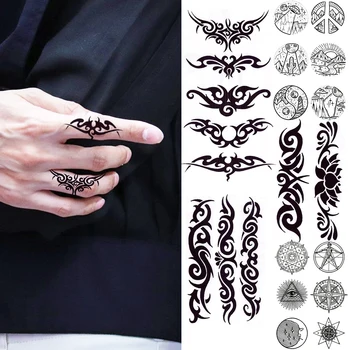 3D czarne ciernie stylowe palce tymczasowe tatuaże dla mężczyzn kobiety Totem fałszywy tatuaż realistyczne tatuaże do ciała dekoracje tatuaże papier tanie i dobre opinie BAOFUL Jedna jednostka CN (pochodzenie) 10 5x6CM Zmywalny tatuaż