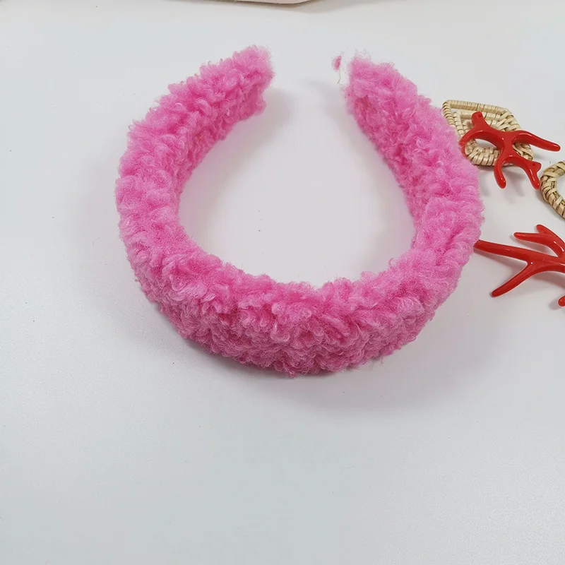 hot pink Xugar, для девочек, зимние, искусственный мех, кашемир, шиньон, овечья шерсть, меховые ободки для женщин, макияж, обруч для волос, женские аксессуары для волос - Цвет: hot pink