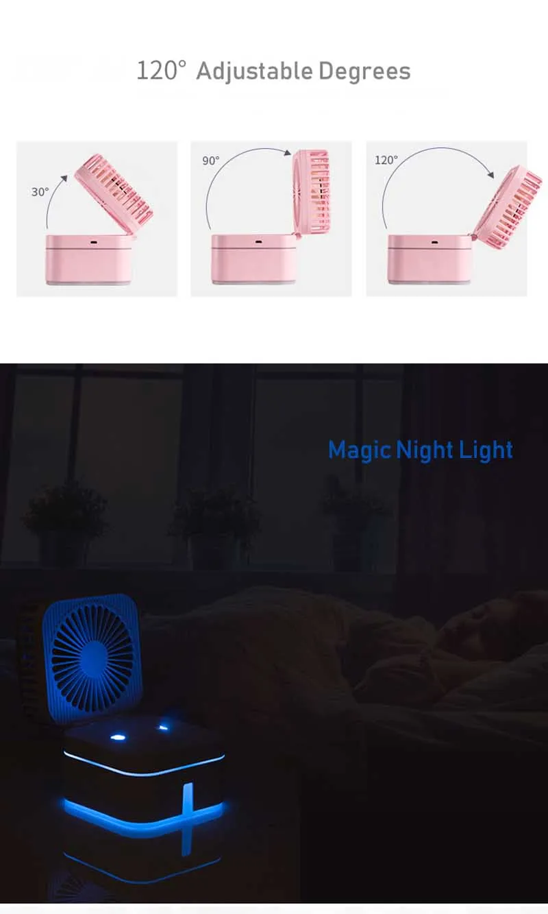 Портативный мини-вентилятор Magic Cube с ультразвуковым увлажнителем, USB бесшумные увлажнители, цветной ночной Светильник для рабочего стола, дома, автомобиля