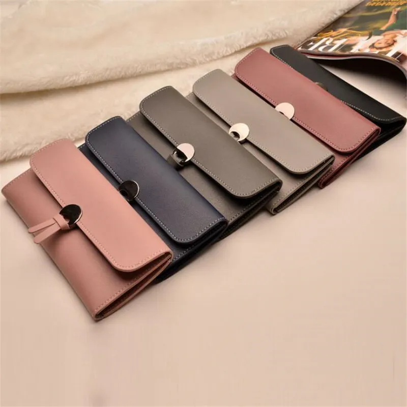 

Women's Long Wallet Korean Version Of Large Capacity Card Wallet PU Leather Lady's Card Clutch Buckle Multi-Card Purse Money Bag