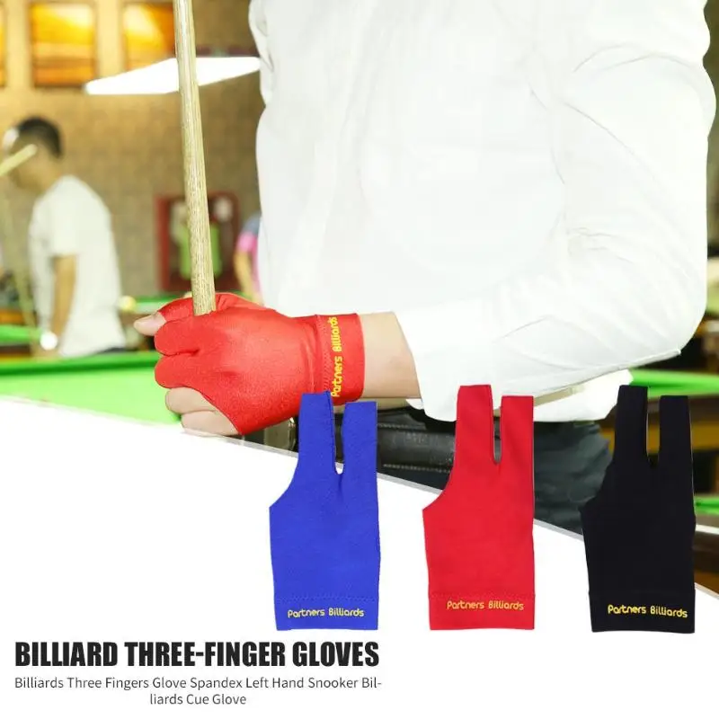 Billiards Three Fingers Glove Spandex Left Hand Snooker Billiard Cue Glove Free Size Fitness Sports Accessories Equipment