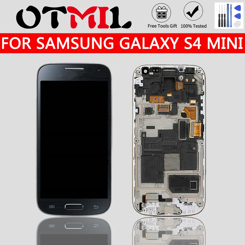 

For SAMSUNG Galaxy S4 Mini Super AMOLED LCD Display Touch Screen with Frame Digitizer I9190 i9192 i9195 For SAMSUNG S4 Mini