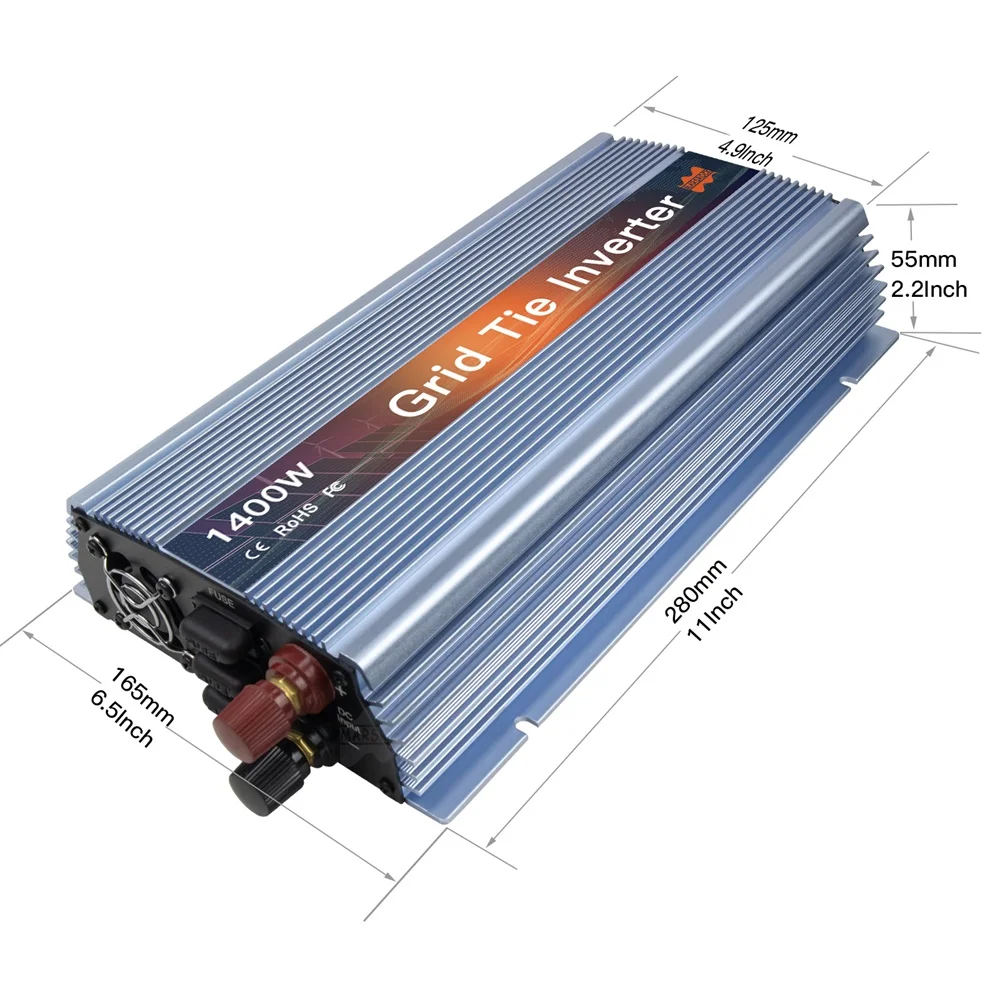 1400W On Grid Tie Inverter MPPT Solar Inverter 18V 36V DC Convertitore di onda sinusoidale pura AC 110V 220V per 36 60 72 celle PV - immagine 6