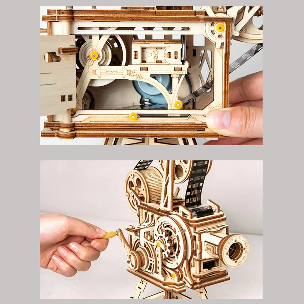 Рукоятка Diy 3D фильм проектор деревянная модель строительный комплект сборка Vitascope игрушка подарок для детей и взрослых