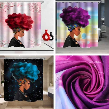 

Meigar 1Pcs 180x180cm Art Print Polyester Fabric Girl Shower Curtains Waterproof Mildew Proof Bathroom Decor Purple Blue Red