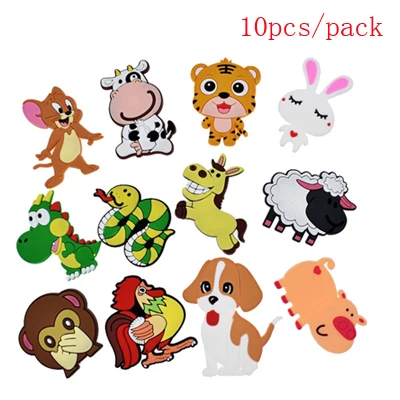 10 pcs animals-A 3D мультяшный магнит на холодильник сувенир еда Животные Автомобили овощи фрукты магниты для холодильников детские игрушки подарок для мальчиков и девочек - Цвет: 10 pcs animals-A
