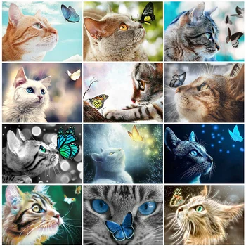 

HUACAN 5D DIY Diamond Painting Full Drill Animal Sale Diamond Embroidery Cat New Arrival Home Decoration