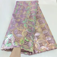 Shiny African Sequins Net Mesh Lace Fabric High Quality Lace 2020 French Tulle Lace Nigerian sequence Lace Fabrics For Wedding