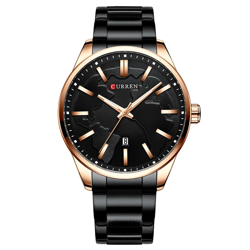 Black Gold Black Relogio Masculino CURREN Business Men Watch Luxury Brand Stainless Steel Wrist Watch Waterproof Army Military Quartz Watches - Цвет: Black Gold Black