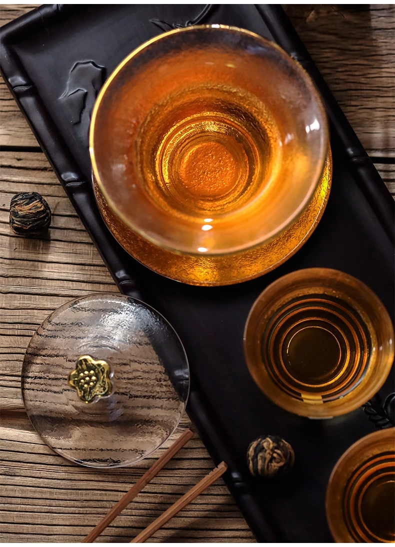 Gaiwan Стекло 150 мл чай соусница для тарелки набор крышек серебряные пиалы для чая чайный набор кунг-фу Мастер чашка чайная посуда для напитков контейнер ремесла Декор