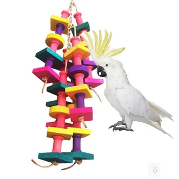 

Bird Wood Chew Toy Colorful Hanging Bite for Parrot Macaw African Grey Amazon Cockatoo Budgies Parakeet Cockatiel