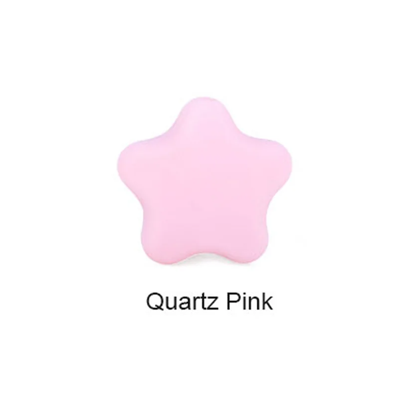Quartz Pink 5 шт., силиконовые бусины Lucky Star, экологически чистые сенсорные Прорезыватели для зубов, Детские Прорезыватели, укусы, игрушки для изготовления ювелирных изделий, детские товары - Цвет: Quartz Pink