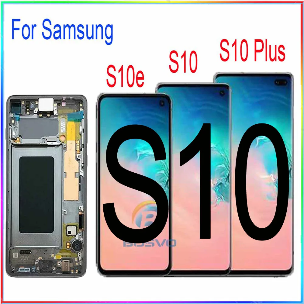 Для samsung S10 G973F G973 lcd S10e экран S10 Plus G975 G975F дисплей с сенсорным дигитайзером с рамкой в сборе