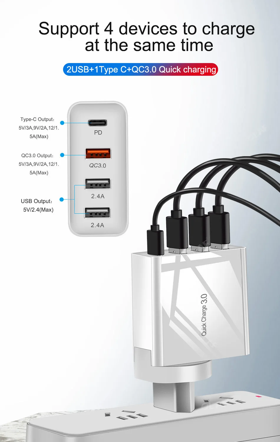 Олаф 48 Вт Быстрая зарядка 3,0 USB зарядное устройство QC3.0 QC Тип C PD вилка Быстрая зарядка настенное зарядное устройство для мобильного телефона для iPhone Xiaomi huawei