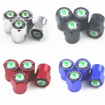 

New 4PCS Auto Wheel Tire Valve Stem Caps Cover For skoda octavia fabia rapid yeti Kodiaq superb octavia a 5 a 7 Car accessories