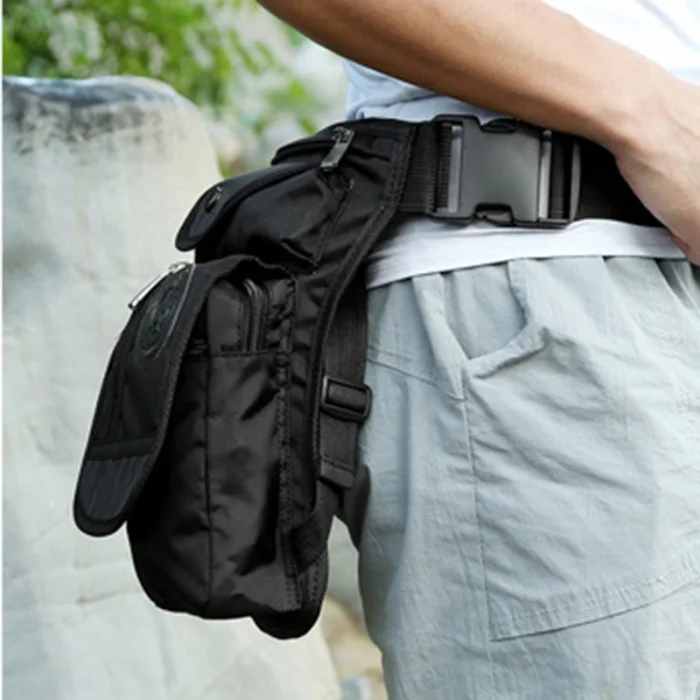 Men Waist Drop Leg Bag Pack Zipper Portable for Outdoor Motorcycle Hiking Sport H66