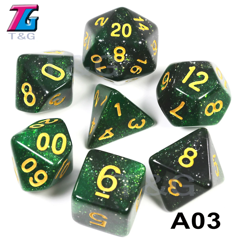 A03 Игральные кости DND 7 шт./компл. Вселенной Galaxy D4, D6, D8, D10, D10%, D12, D20 многогранные с драконами и подземелья игровой набор - Цвет: A03