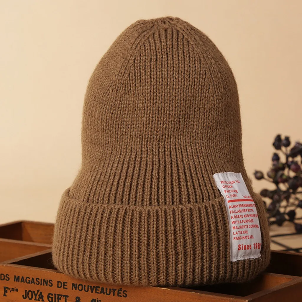 Green hat Funny Tricky Text label Knitted men's beanies Child Girl Boys Fashion Keep Warm Winter Hats Knitted Wool bonnet