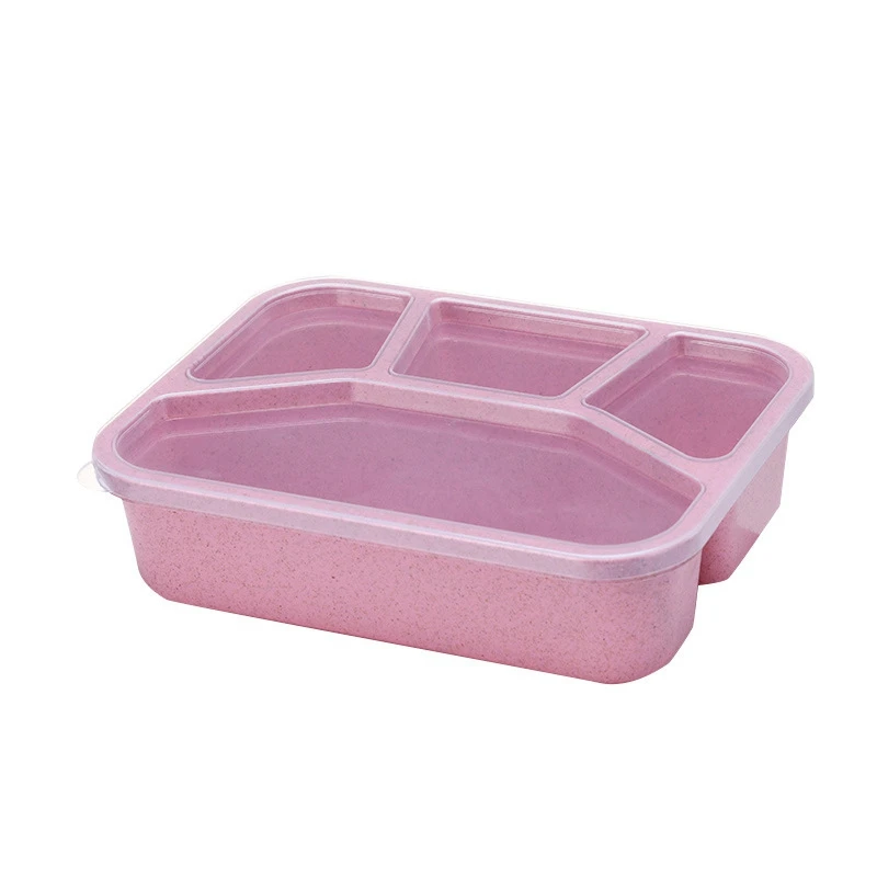 

Big deal 800-1000Ml Healthy Wheat Straw Lunch Box For Kids Portable Microwavable Bento Box Fruit Food Container Tableware
