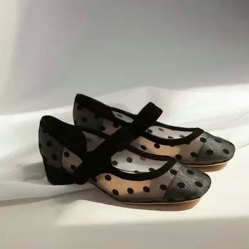 

Toe Heels Mesh Black Shoes high heels pumps Party Wedding shoes 2019 High Heels Women Round