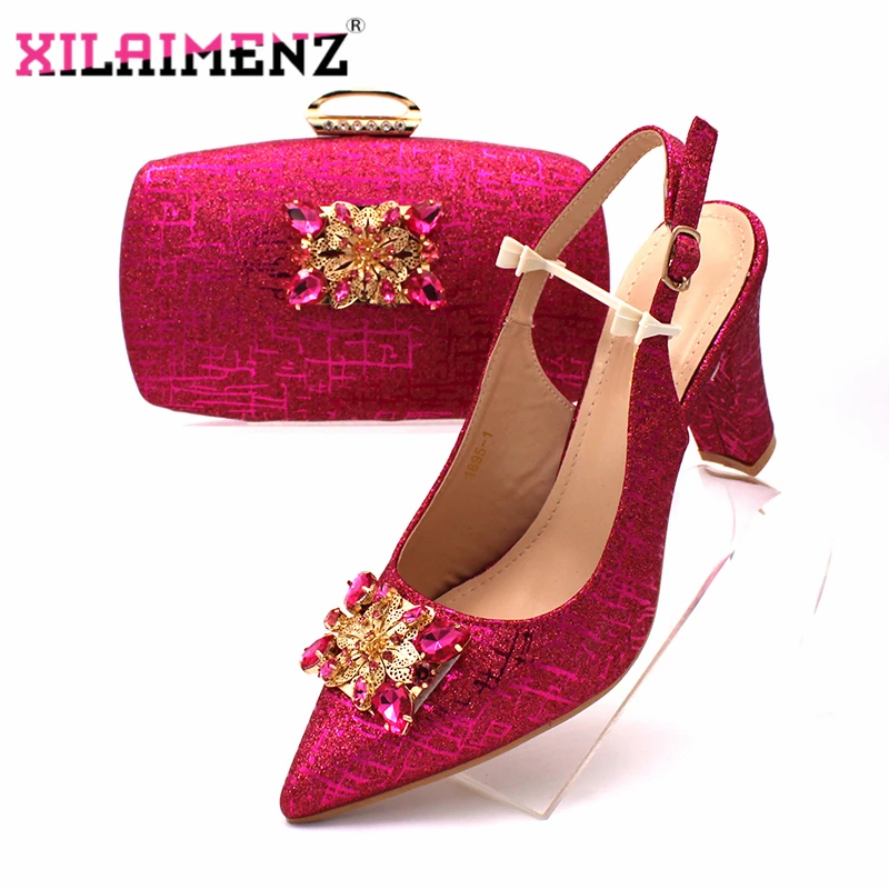 Golden New Arrivals Nigerian Women Matching Shoes and Bag Set Elegant Style  Italian Ladies Party Sandals with Shinning Crystal - AliExpress