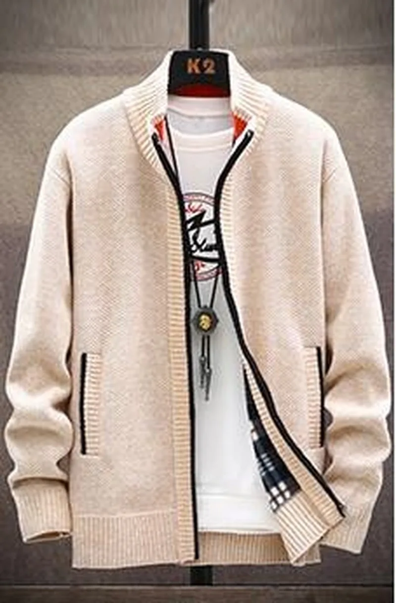 

2020 Autumn Korean Knitwear Cardigan Men Sweater Solid Zipper Sweaters For Men Slim Fit Winter Clothes men's knit coats