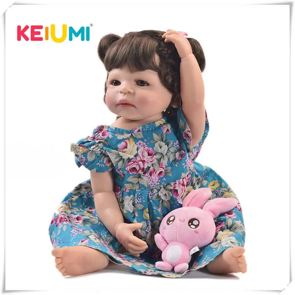 

KEIUMI 22 Inch Fashion Reborn Alive Girl Doll Full Body Silicone Realistic Princess Baby Doll For Kids Gifts DIY Hair Style