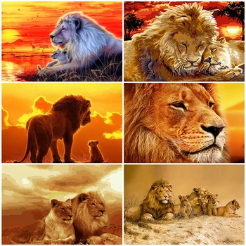 

AZQSD Oil Painting By Numbers Animal DIY Unframe Handpainted Gift Coloring By Numbers Lion Acrylic Paint Home Decoration
