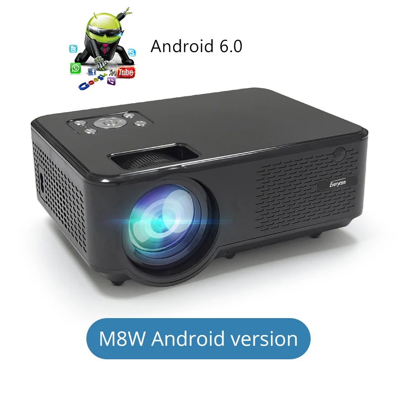 Everycom M8 HD Mini Projector Native 1280 x 720P LED Option Android WiFi Projector Video Home Cinema 3D Smart Movie Proyector samsung projector Projectors