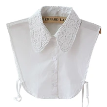 Женское однотонное кружевное съемное ожерелье-чокер с отворотом рубашка Поддельный Воротник