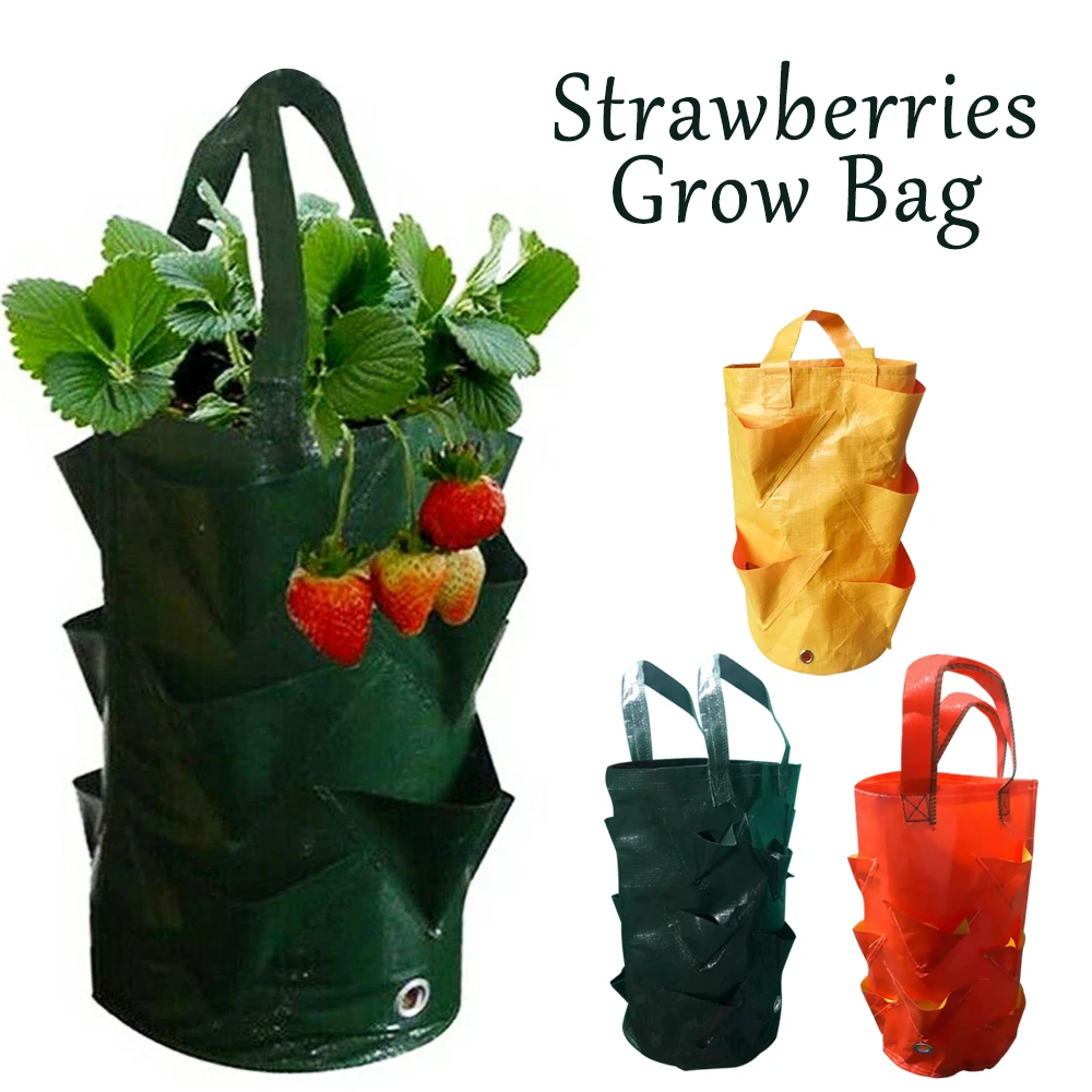 orange Strawberry Bags Grow Plant Hanging Flower Garden Planter Herb