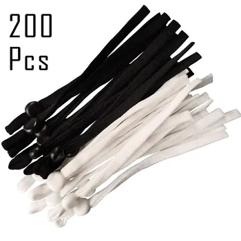 

200 pcs Adjustable Mask Sewing Elastic Band Cord with Buckle Stretchy Mask Earloop Lanyard Earmuff Rope DIY Making Supplies