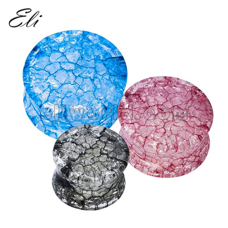 

Eli Wholesale Acrylic Ear Plugs Crack Shatter Double Flared Ear Gauge Flesh Tunnel Plugs Expander Classic Piercing Body Jewelry